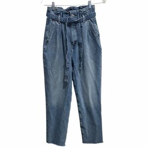 Abercrombie & Fitch High-Rise Paperbag Ankle Jeans - Medium Blue